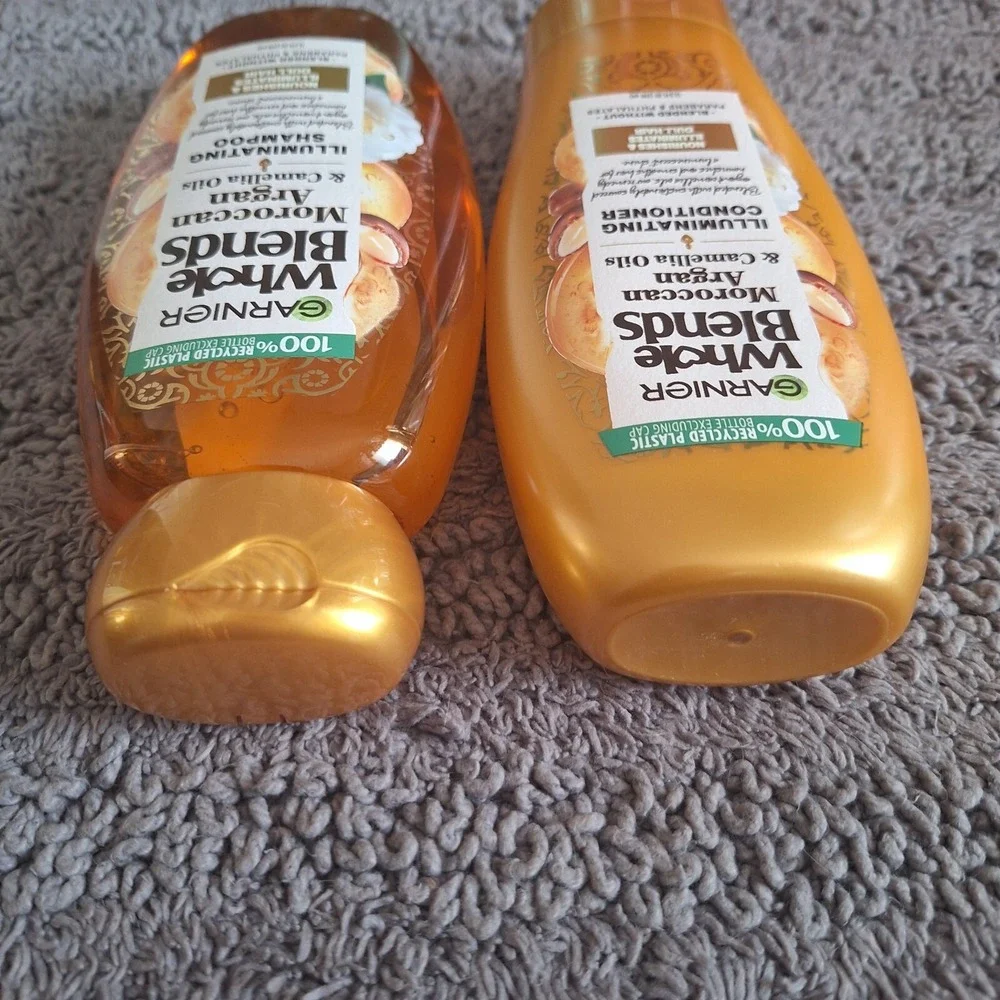 2 Pk Garnier Whole Blends Moroccan Argan Camellia Oil Shampoo Conditioner Bundle